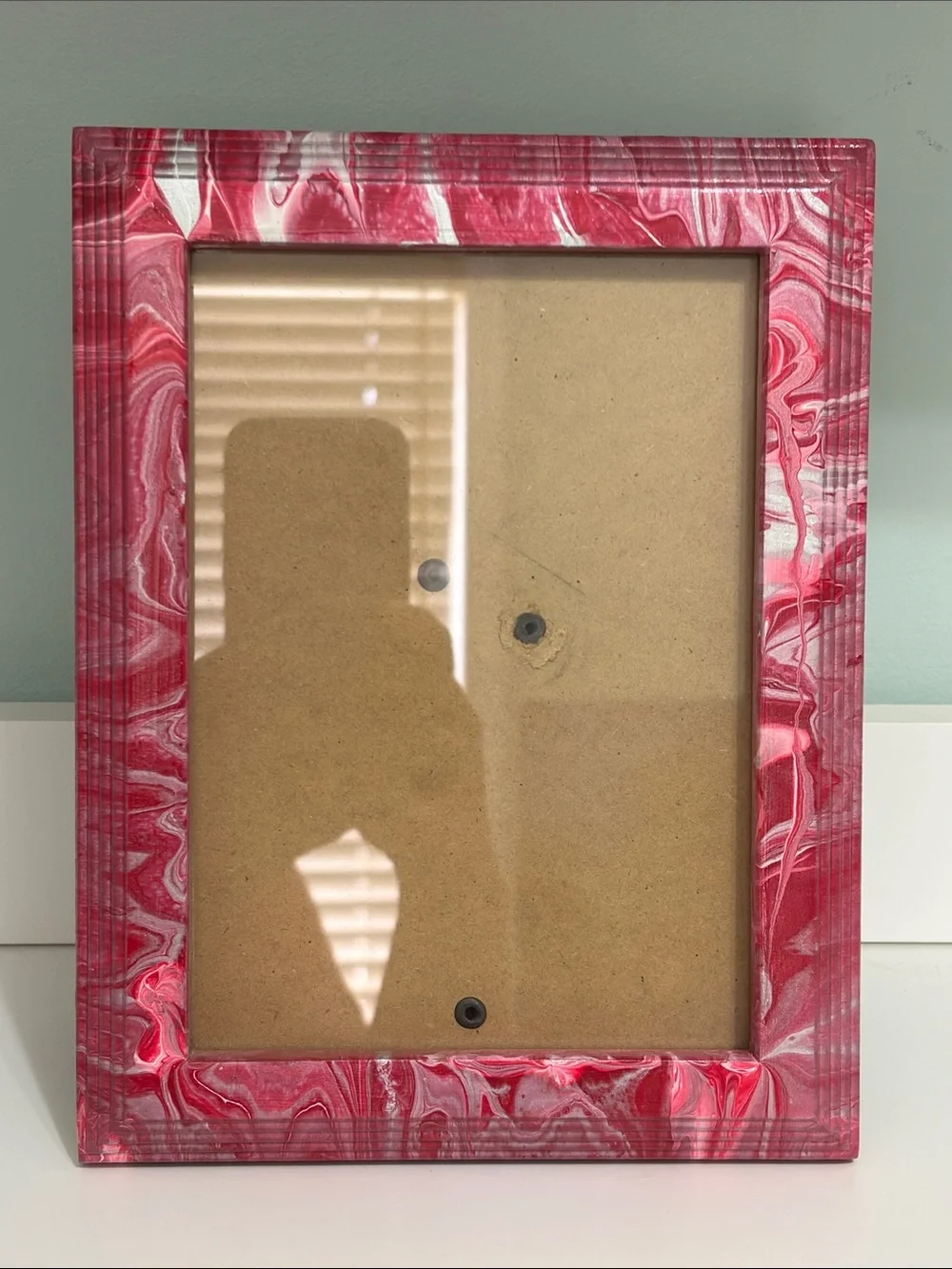 Marbled Pink and White Picture Frame